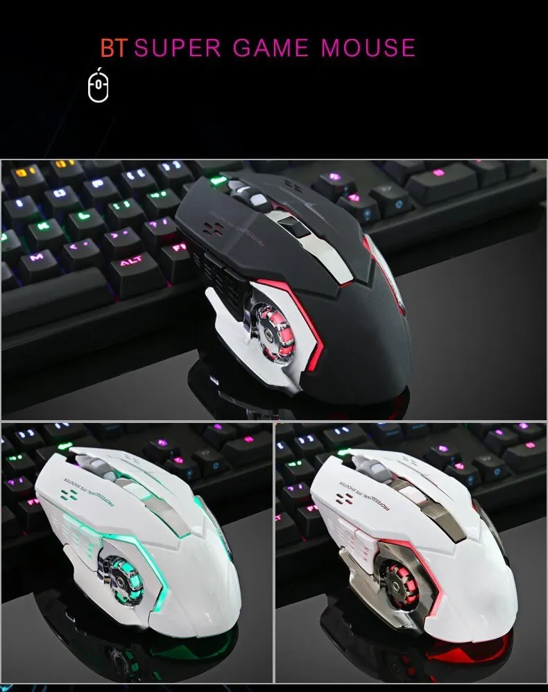 Rechargeable Wireless Mouse Gaming Computer Silent Bluetooth Mouse USB Mechanical E-Sports Backlight PC Gamer Mouse For Computer