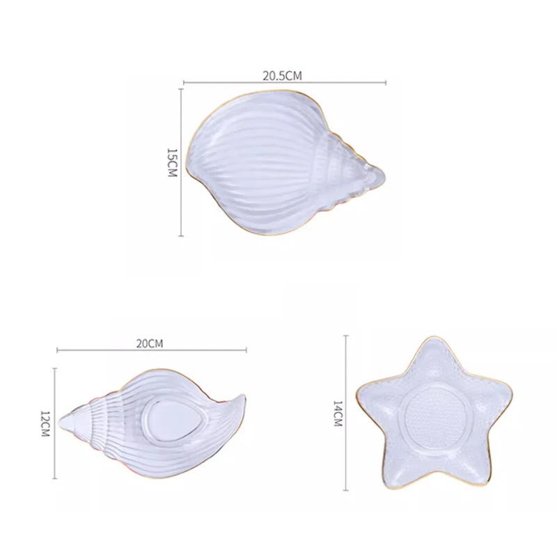 Creative Transparent Glass Gold Border Soap Box, Conch Shaped, Pentagram shape, Soap Dishes, Home Bathroom Kitchen Articles, 1Pc