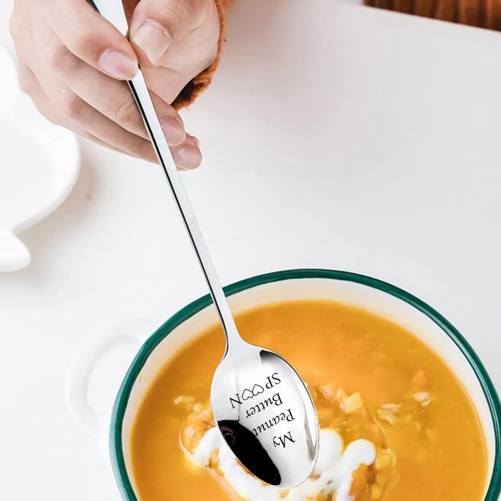 19*3cm Soup Spoon Smooth Surface Anti-scald Handle Stainless Steel Cooking Utensils Porridge Serving Table Spoon Kitchen Supply