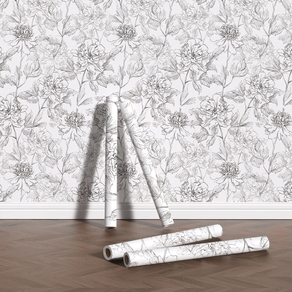 Fashion Background Wallpaper Hand Painted Waterproof Self-Adhesive Floral Removable Durable PVC Wall Mural Wallpaper White new watercolor peel and stick flower decorative paper wall adhesive waterproof durable pvc grey background mural wallpaper