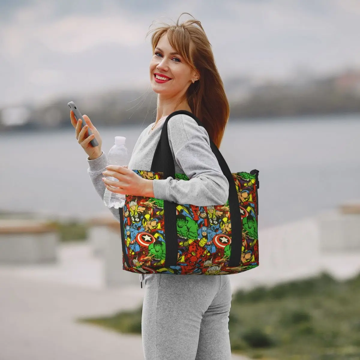 Custom Superhero Spider Man Tote Bag Women Big Capacity Gym Beach Travel Bags 6