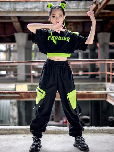 Costume de danse jazz cool pour filles et garçons - Beau pantalon - Vêtement  de rue hip-hop - Performance sur scène - Costume vert, hauteur 180 cm :  : Sports et Plein air