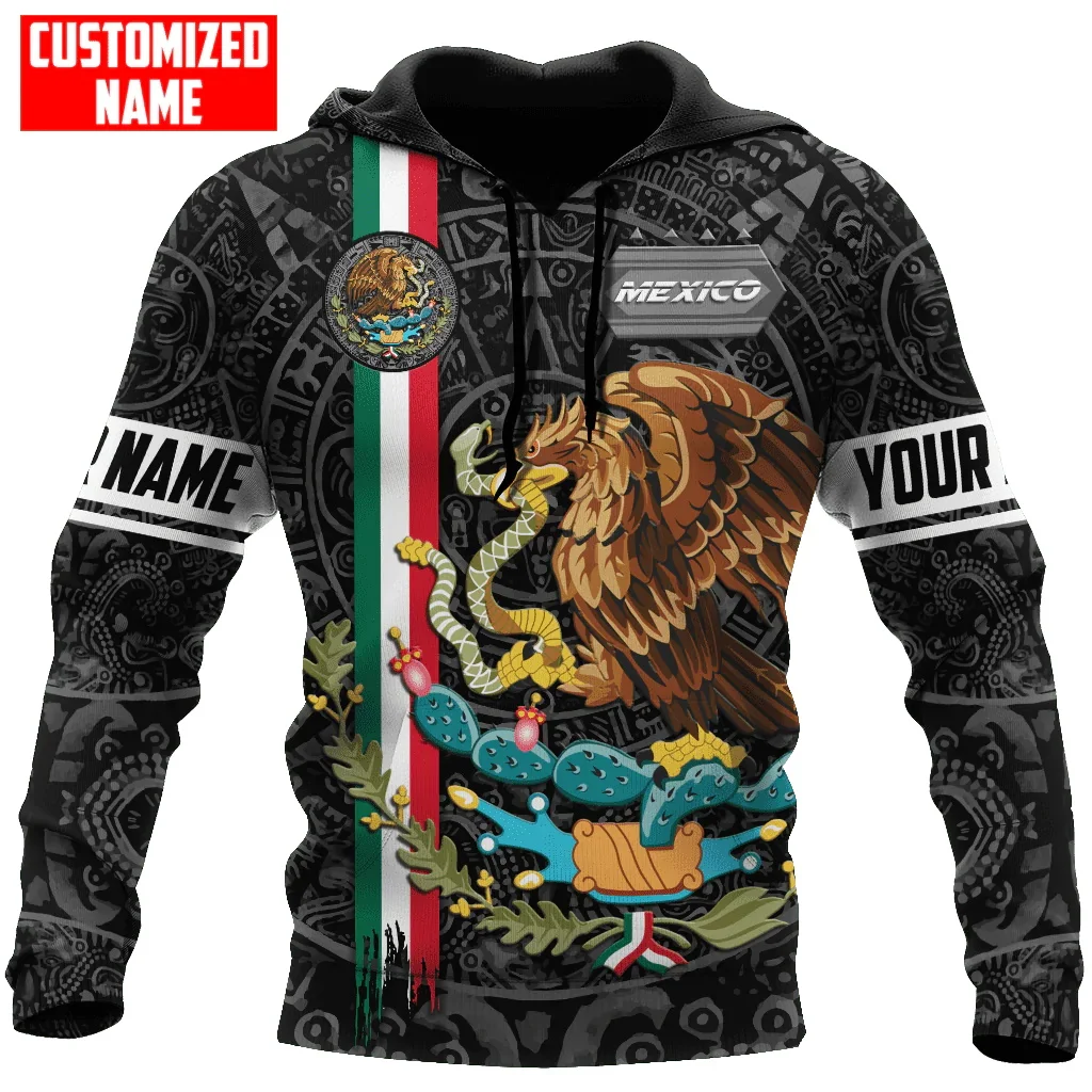 

Personalized Name Mexico Aztec 3D All Over Printed Mens Fashion Hoodie Unisex Casual Jacket zip hoodie sudadera hombre MT-132
