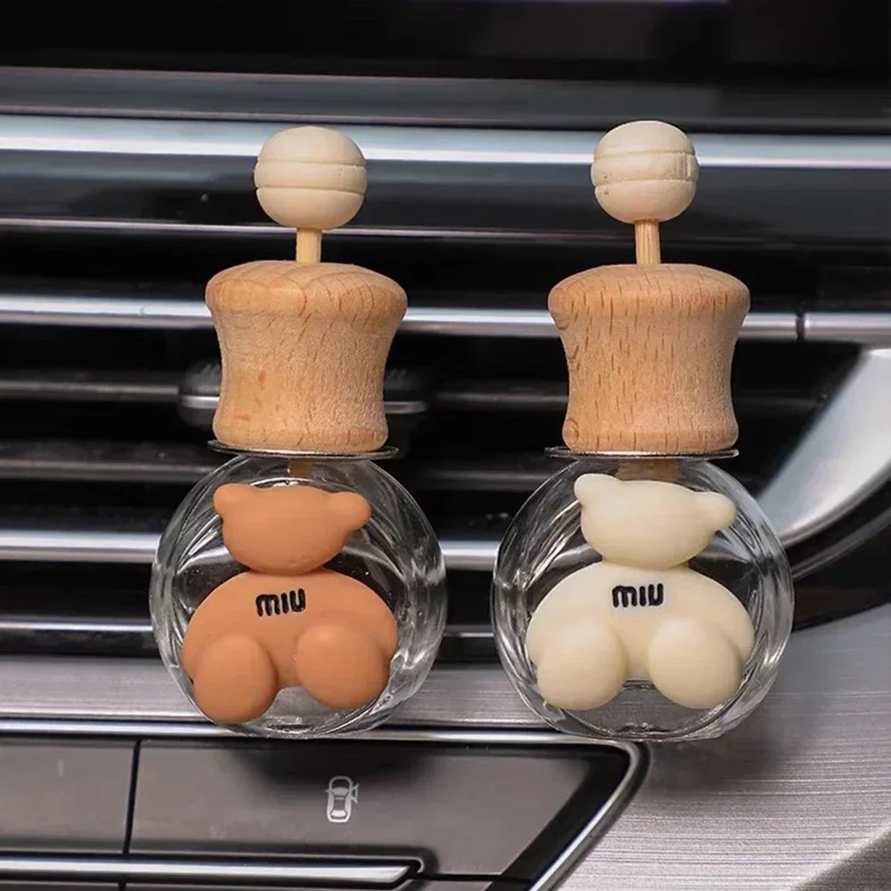 Glass Car Perfume Bottle Air Freshener with Wooden Cap