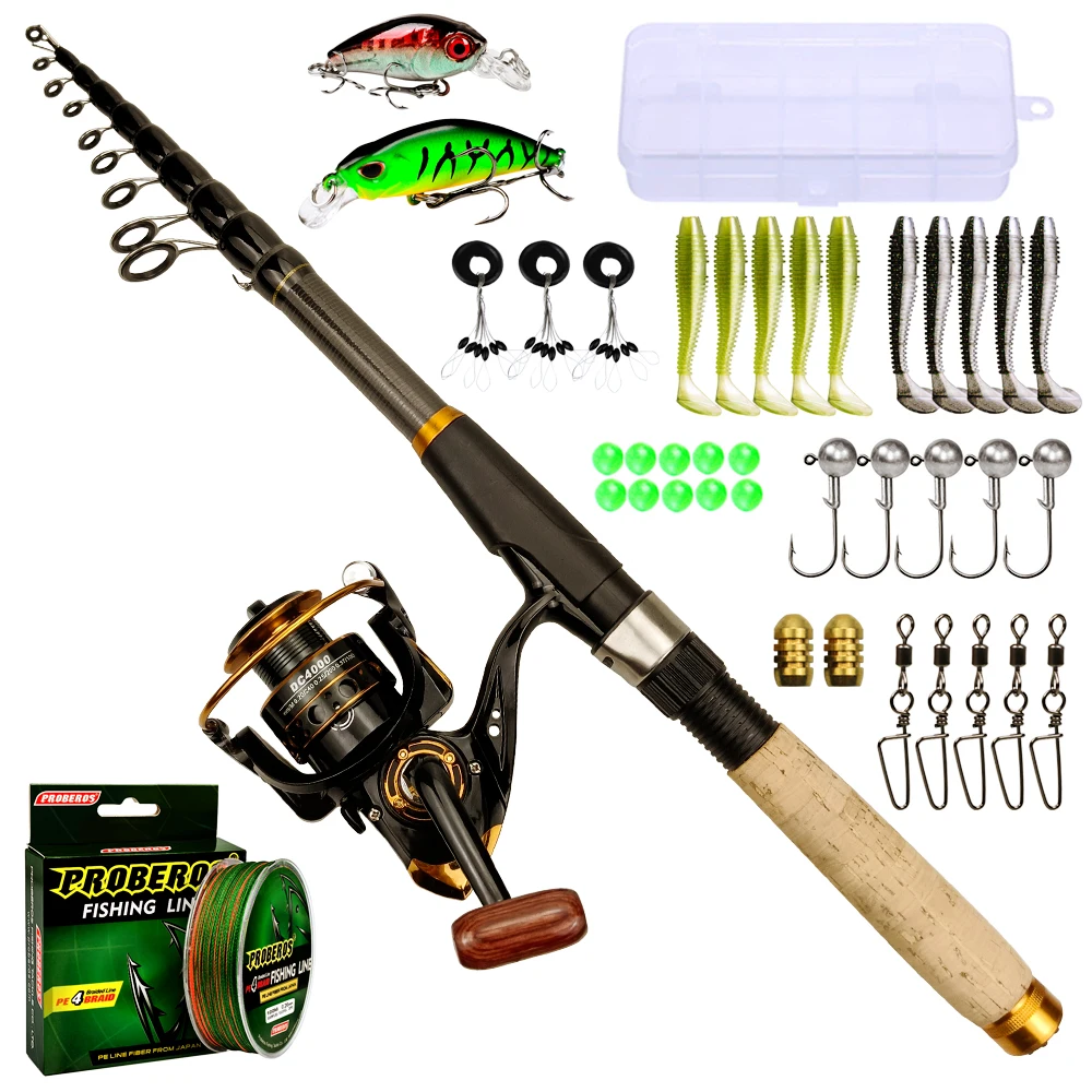 Fishing Rod and Reel Combo 1.8m-3.6m Carbon Fiber Max Pull 3.5kg