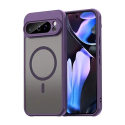 Luxury Matte Transparent Magnetic Wireless Charging Phone Case Cover for Pixel 11 Pro XL (PURPLE)