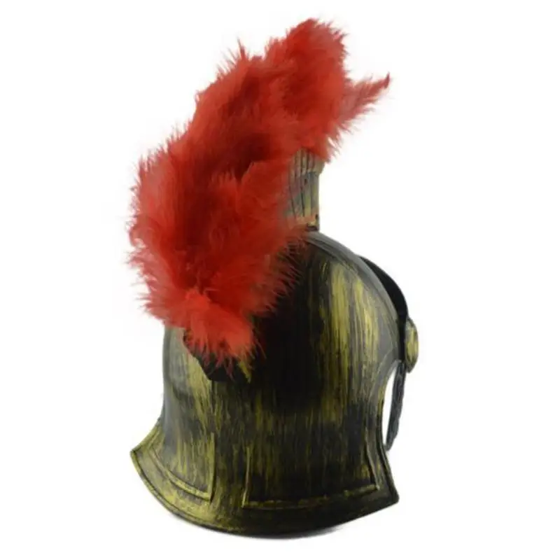 Masquerade Helmet Spartan Warrior Hat Roman Hat Samurai Medieval Helmet Feather drinking helmet feather headdress