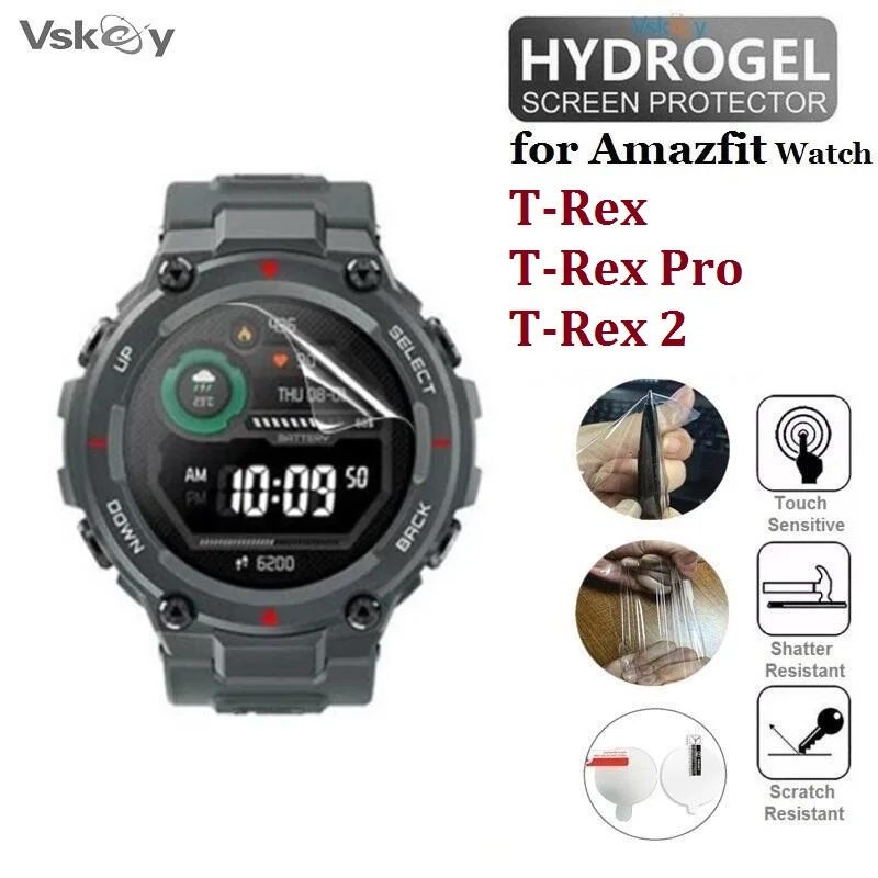 Protector De Pantalla Suave De Hidrogel Para Reloj Inteligente Amazfit Piezas 2, Película Protectora Transparente Hd Para T-Rex Pro, 10 T-Rex