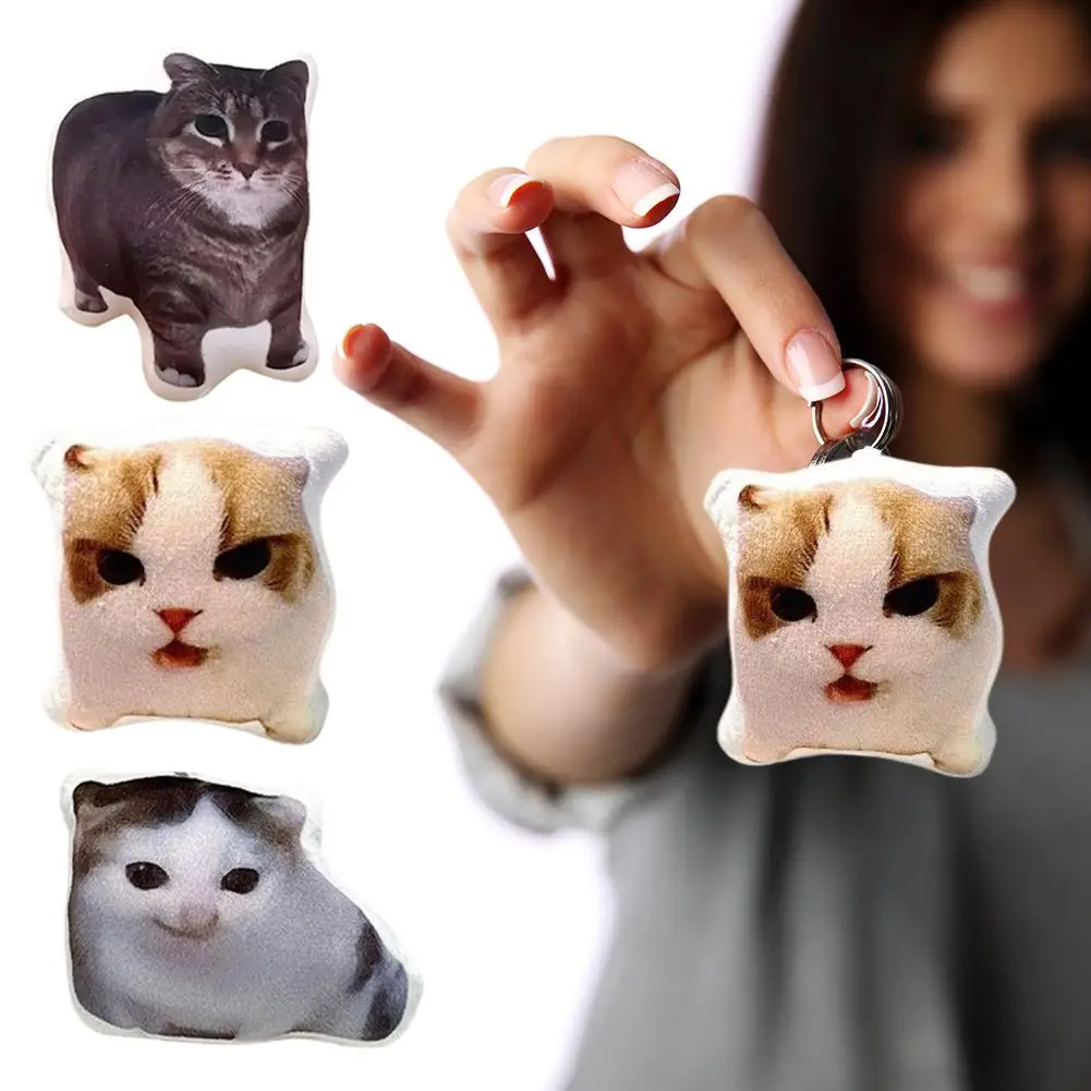 Tragbare sprechende Katze zum Zusammendrücken für die Tasche, Katzenstimmen-Schlüsselanhänger mit Sound, Dekompression, weicher Plüsch, realistischer Miau-Sound, Kinderspielzeug – Detail 5