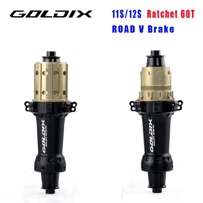 

GOLDIX240 ROAD hub V-brake 20 24 hole 2:1 new EXP ratchet 60T straight gravel bicycle wheel hub,for 11 12 speed V brake ROAD hub
