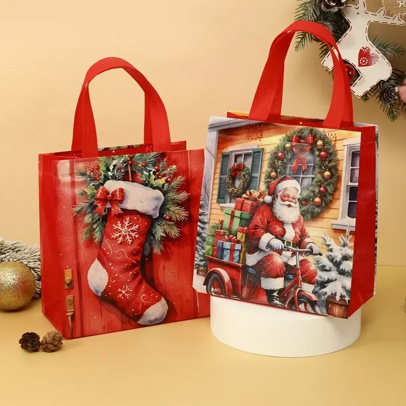 Christmas Gift Bag Santa Non-Woven Bag Christmas Decorations For Home Xmas Navidad Noel Gifts New Year Packaging 4pcs