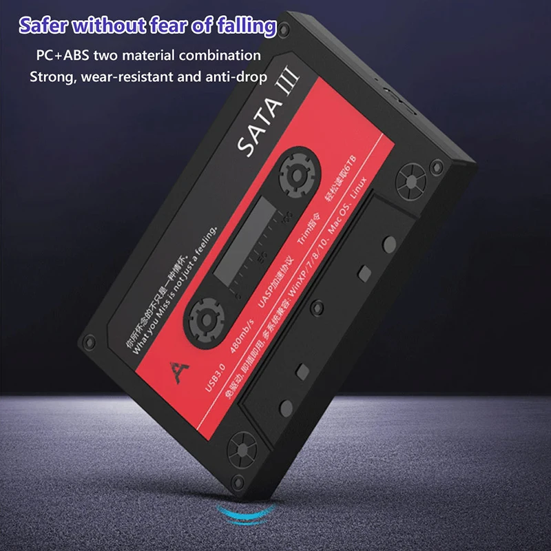 2.5inch SATA HDD Enclosure 6Gbps 6TB USB3.0 Laptop SSD Convert Box Retro Cassette Hard Drive Disk External Case for Notebook PC 4