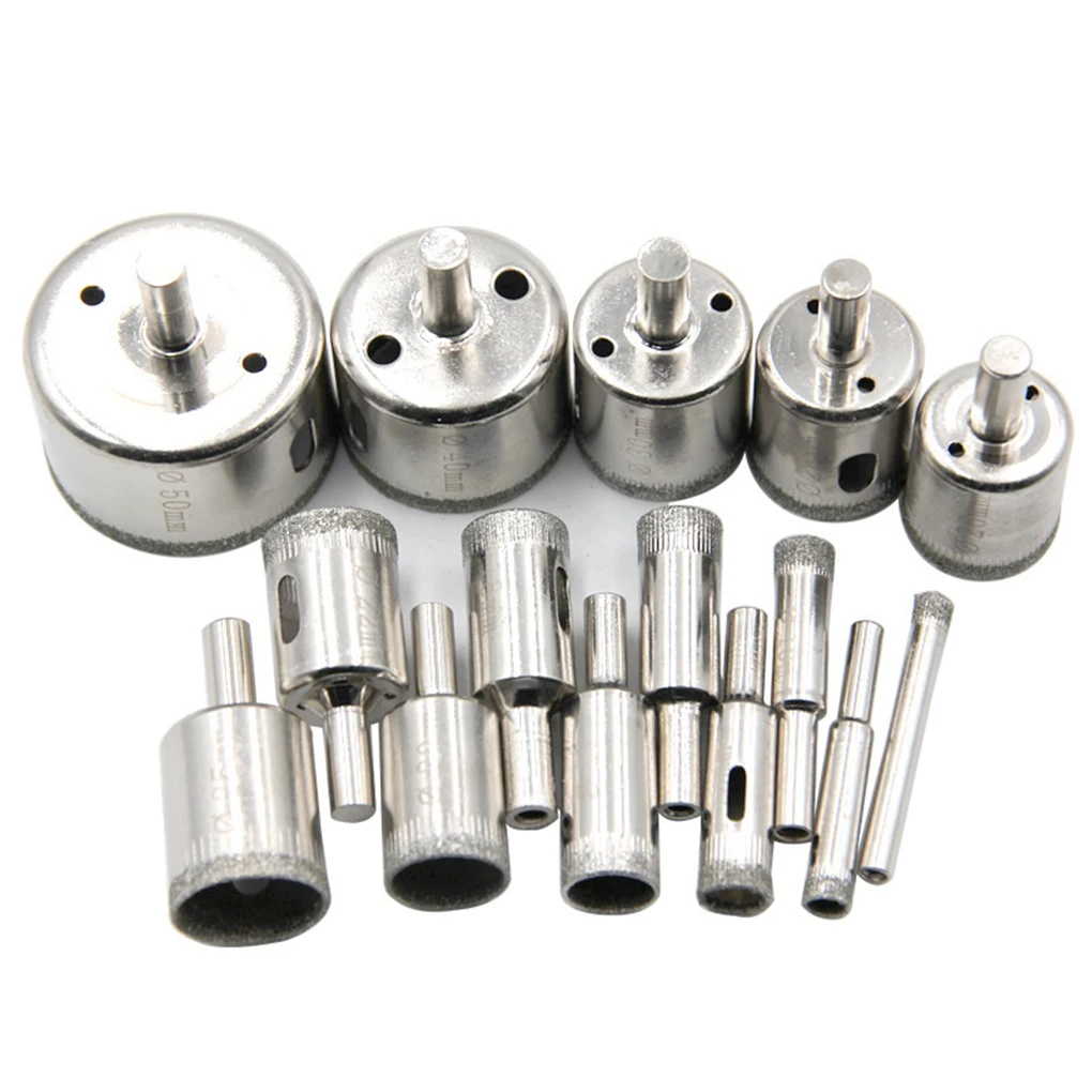 Drill Bit Set Diamond Coated Marble Glass Ceramic Porcelain Tile Granite Stone Bottles Hole Saw Cutter Power Construction Tool