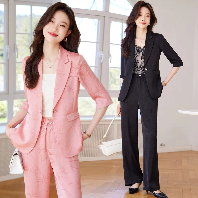 

High-Grade Pink Small Suit Jacket for Women Spring New Temperament Youthful-Looking Business Wear Slim Fit Thin Looking Suit Sui