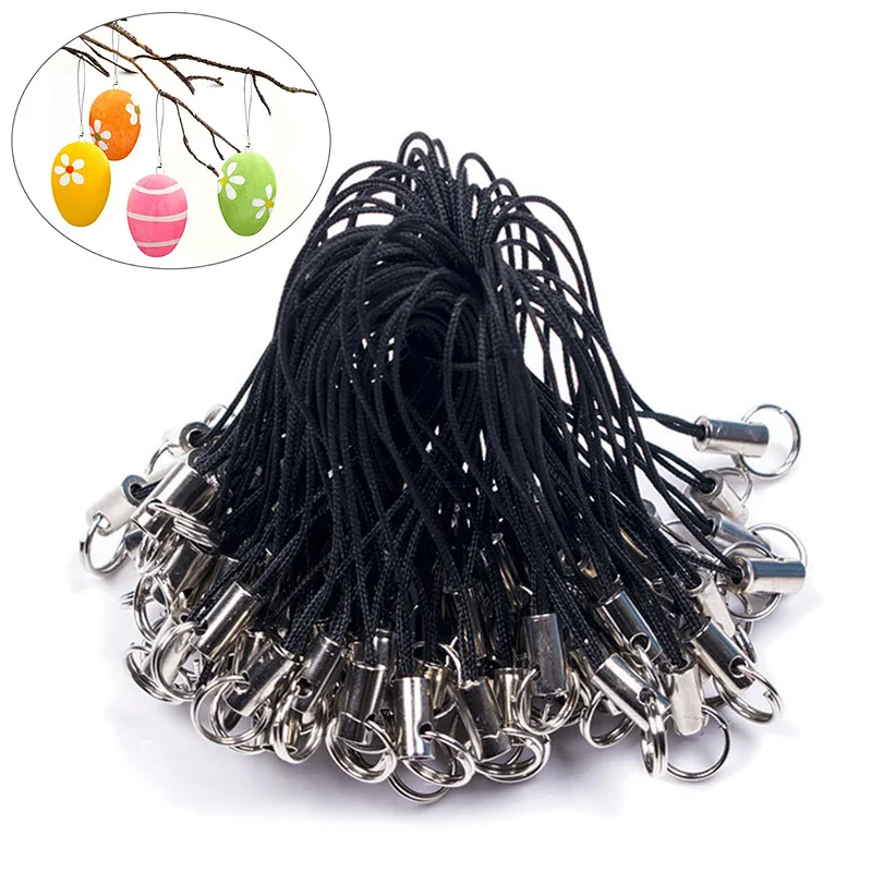 50Pcs Polyester Lanyard Clasp Phone Hanging Pendant Rope Braided Keychains Key Rings Holder Strap DIY Jewelry Making Cords