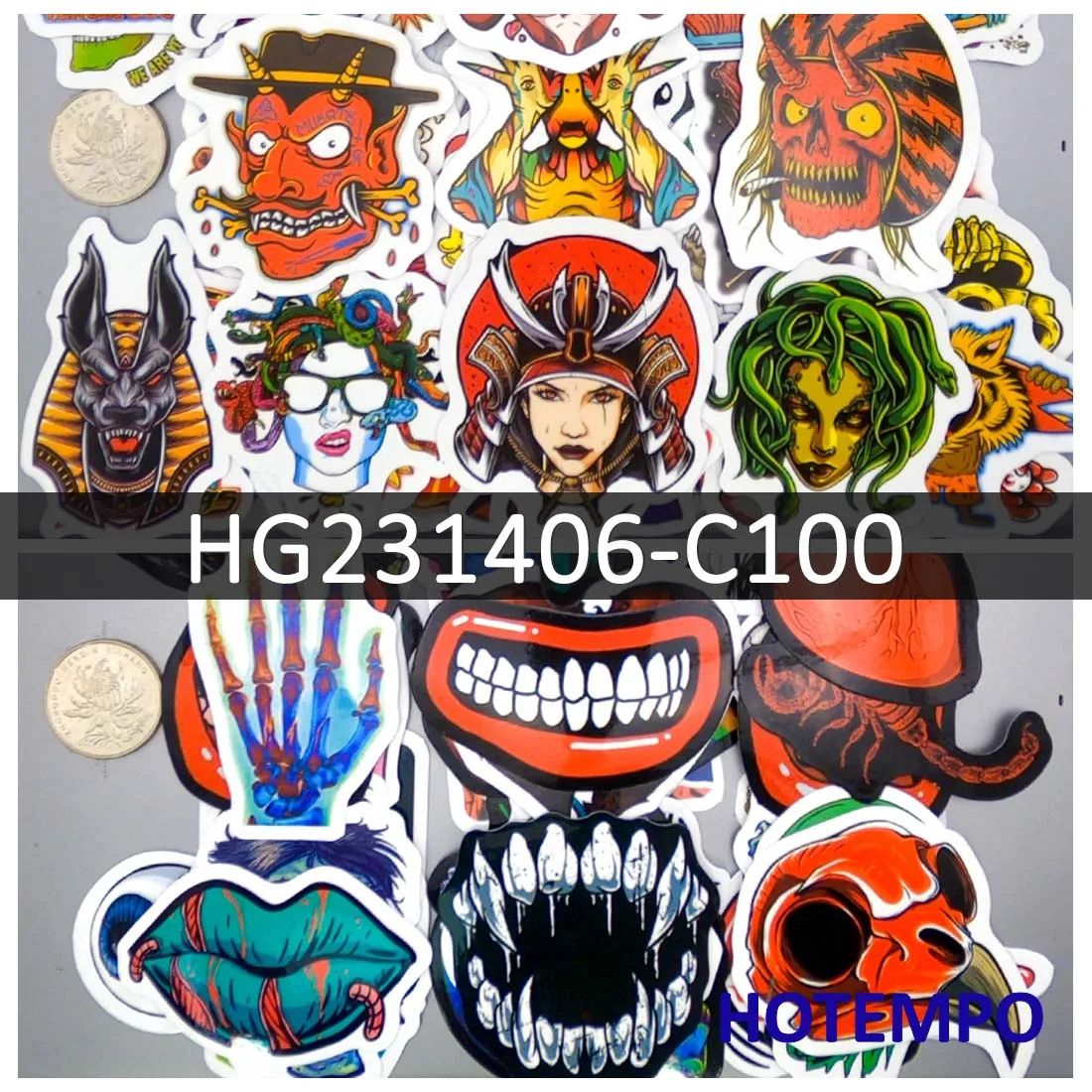 

50/100PCS Halloween Horror Stickers Demon Monster Zombie Witch Skull Gothic Decals for Car Motorcycle Bike Laptop Phone Sticker