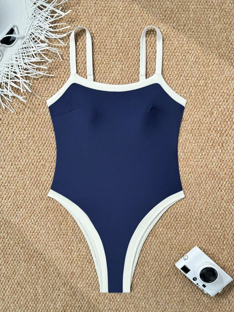 2026 New Arrival Women’s One-Piece Swimsuit – Color Block  Slimming Tummy Control Swimwear for Beach & Hot Spring