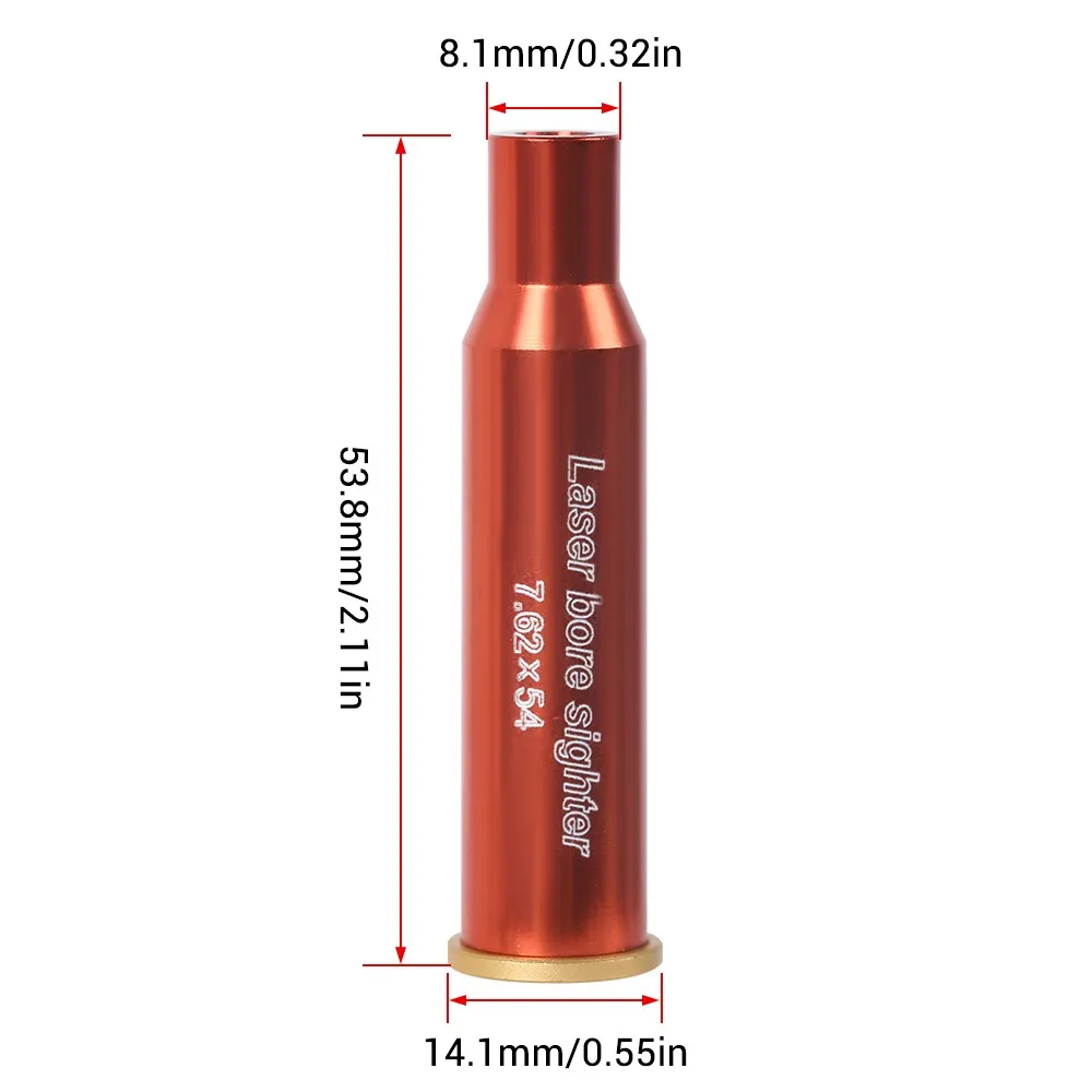 7.62x54mm Red Dot Laser Bore Sight Brass Boresight Cartridge Bore Sighter Power Laser Pointer for Hunting Shooting Airsoft Toys
