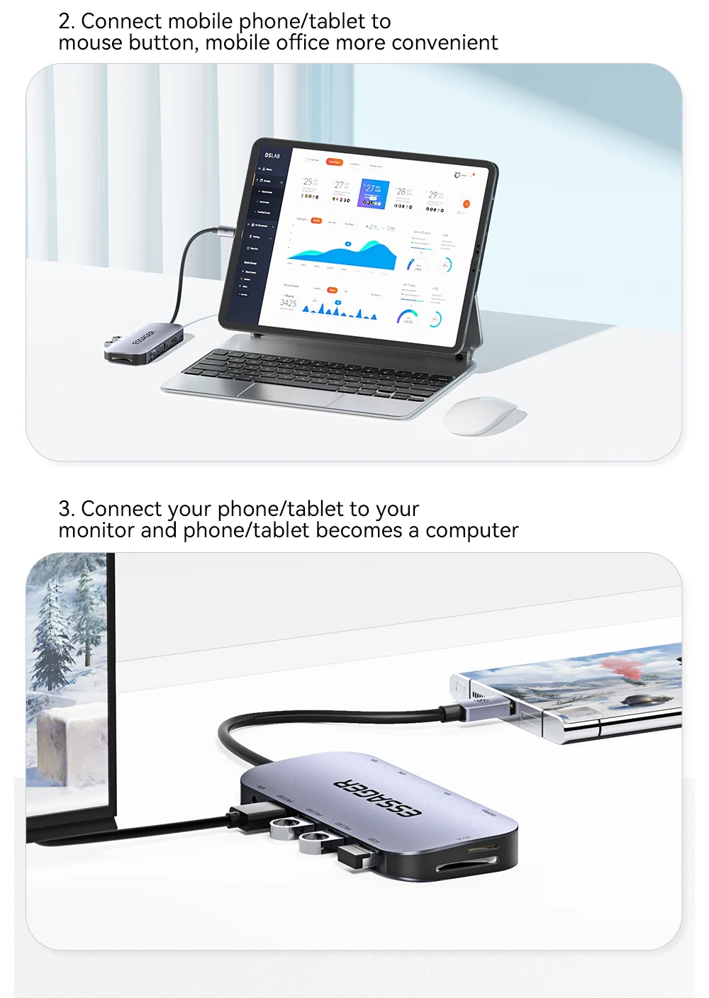 Pro, hub USB 11-em-1, compatível com HDMI,