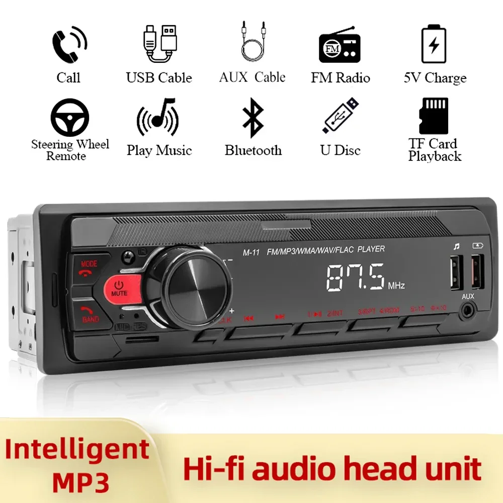 Nuovo 1 Din Car Mp3 Player Autoradio Lettore Stereo Digital Bluetooth5.0 Al Voice Fm Music Usb Con Telecomando Dash Aux Input