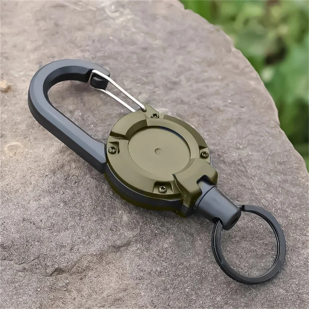 Heavy Duty Retractable Keychain Badge Reel Clips With Steel Wire AntiTheft  Easy-To-Pull Buckle Rope Elastic Keychain For Camping