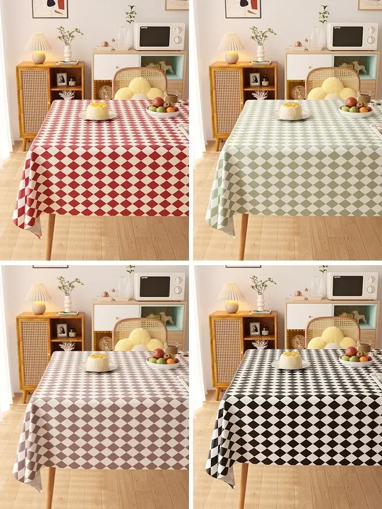 

Checkered rectangular tablecloth, wash free, oil resistant, waterproof, and scald resistant coffee table