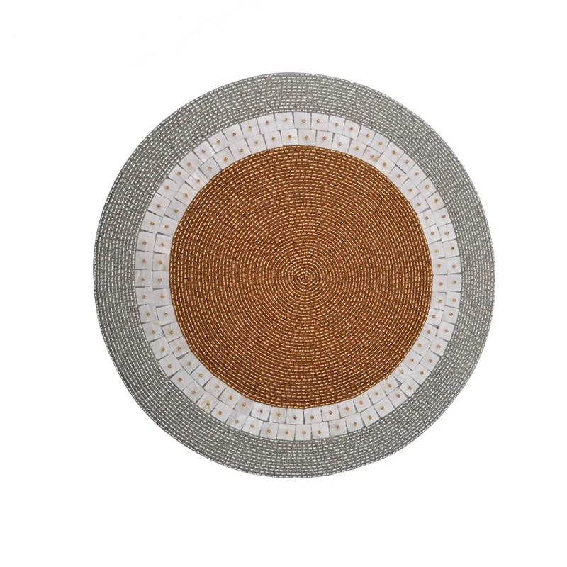 

Round Placemat for Table, Colorful Shell, Handmade Cover, Bread Orange Mat, Decorative Cushion, 36cm, Home and Desk Decor, MF382