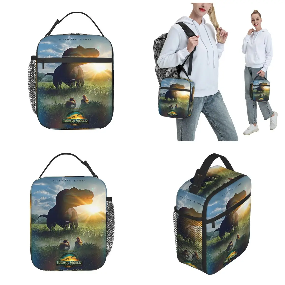 Jurassic World 4 Rebirth Teaser Insulated Lunch Bag for Men Women Dinosaur Movie Storage Food Box Thermal Lunch Boxes For Picnic