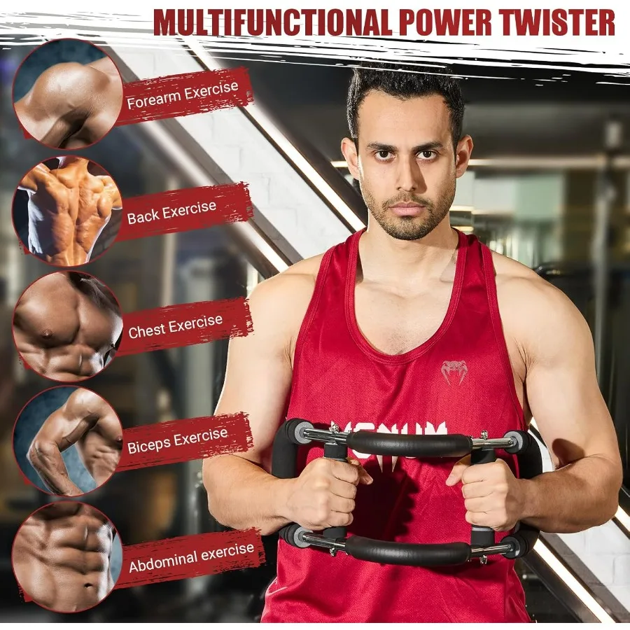 30-120 lbs Twister Arm Trainer, Adjustable Twister Arm Chest Exerciser with 2/4 Spring & Training Poster for Men & Women, Detach