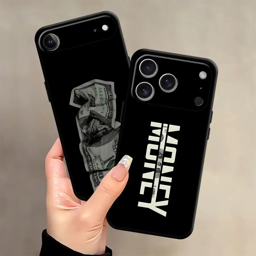 Luxurious Black Soft Phone Cover with Dollar Money Design