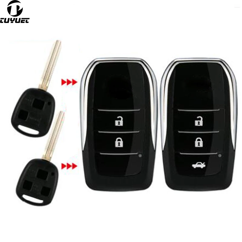 Modified Folding Flip Remote Car Key Shell 2/3 Buttons For Toyota Camry Prado PREVIA  LAND CRUISER 2B 3B