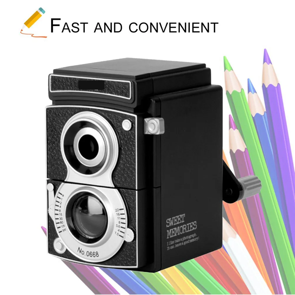 2025 기계식 연필 샤프너, 혁신적인 수동 연필 샤프닝 도구, 카메라 디자인, 학생용 학교 문구
