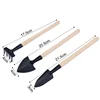 3 pcs/set Mini Portable Gardening Tool Metal Head Shovel Rake Spade Plant Garden Soil Raising Flowers Wooden Handle Tool Set 6
