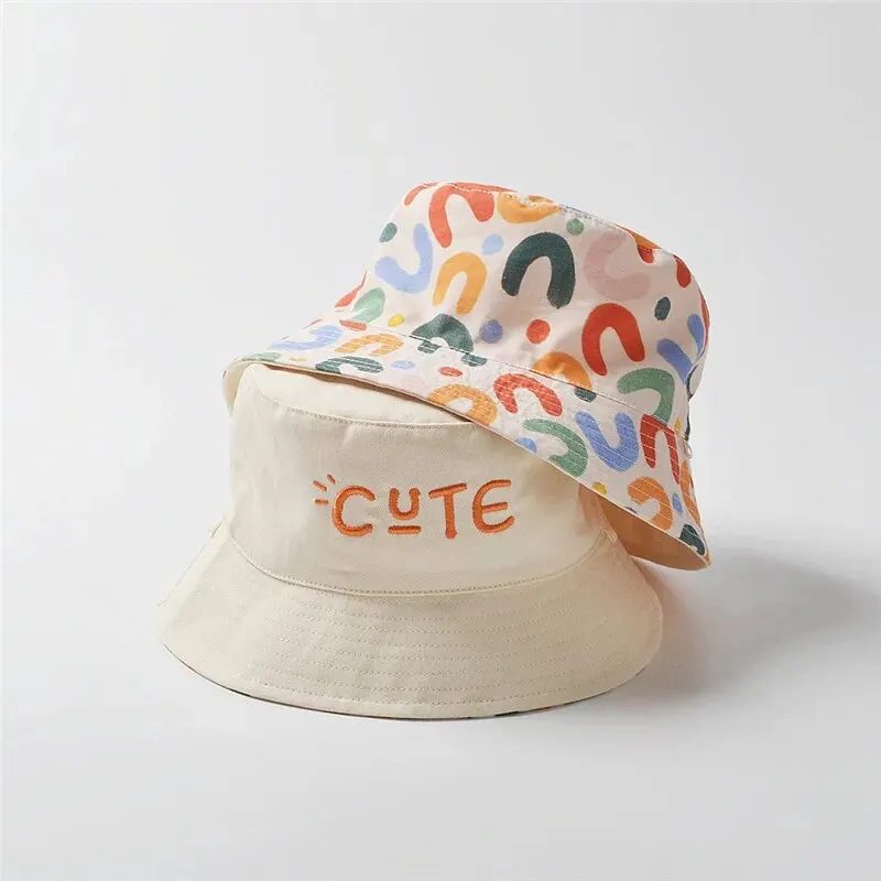 Double-Sided Baby Bucket Hat - Embroidered Fisherman Cap for Boys  Girls