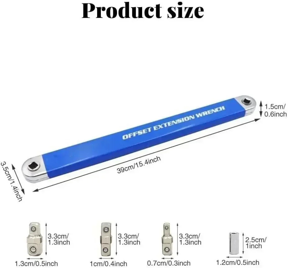 15-Inch Offset Extension Wrench Car Repair Tools Multi-Purpose Dual-Purpose Adaptor Bar Handle With Socket Ratchet Wrench Driver