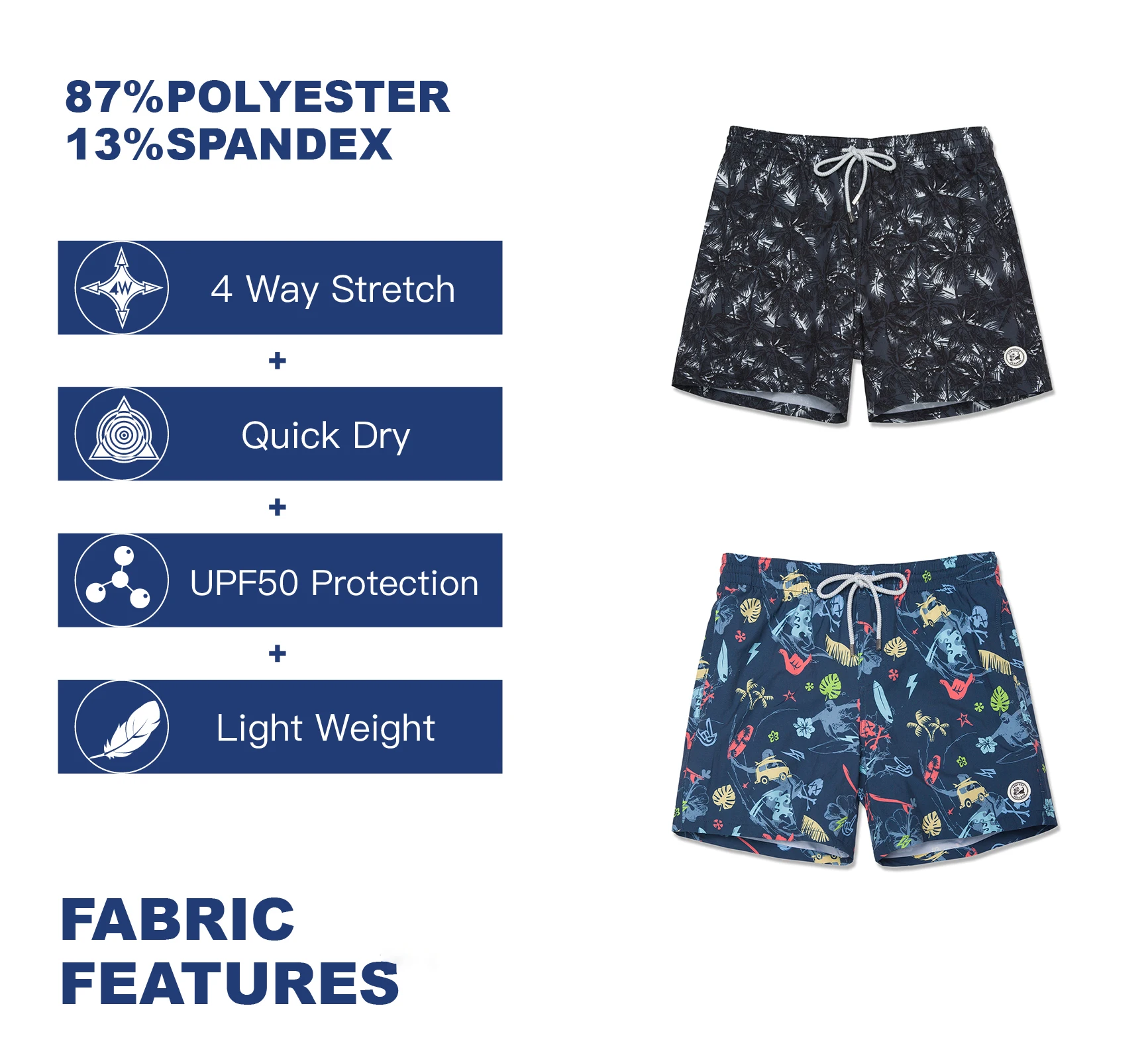Mens Quick Dry Swim Trunks Printed Beach Board Shorts Mesh Lining Swimwear Bathing Suits Swimming Shorts swim trunks swim shorts