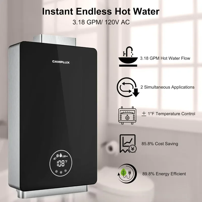 HAOYUNMA Whole House Gas Water Heater,ankless Water Heater Natural Gas, 3.18 GPM Natural Gas Tankless Water Heater