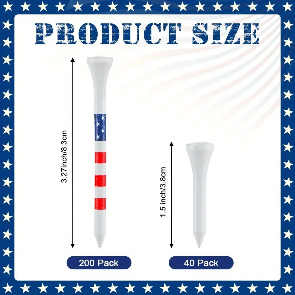 50/100PCS 3-1/4 Inch Golf Tees Bamboo Golf Tees Bulk Long Patriotic Golf Tees USA American Flag Golf Tees Red White and Blue Gol 3