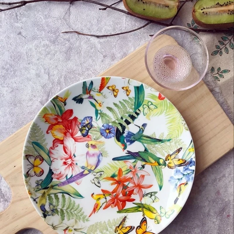 

Retro hand-painted ceramic plate food decoration serving tableware kitchen tableware 8cm round plate tray