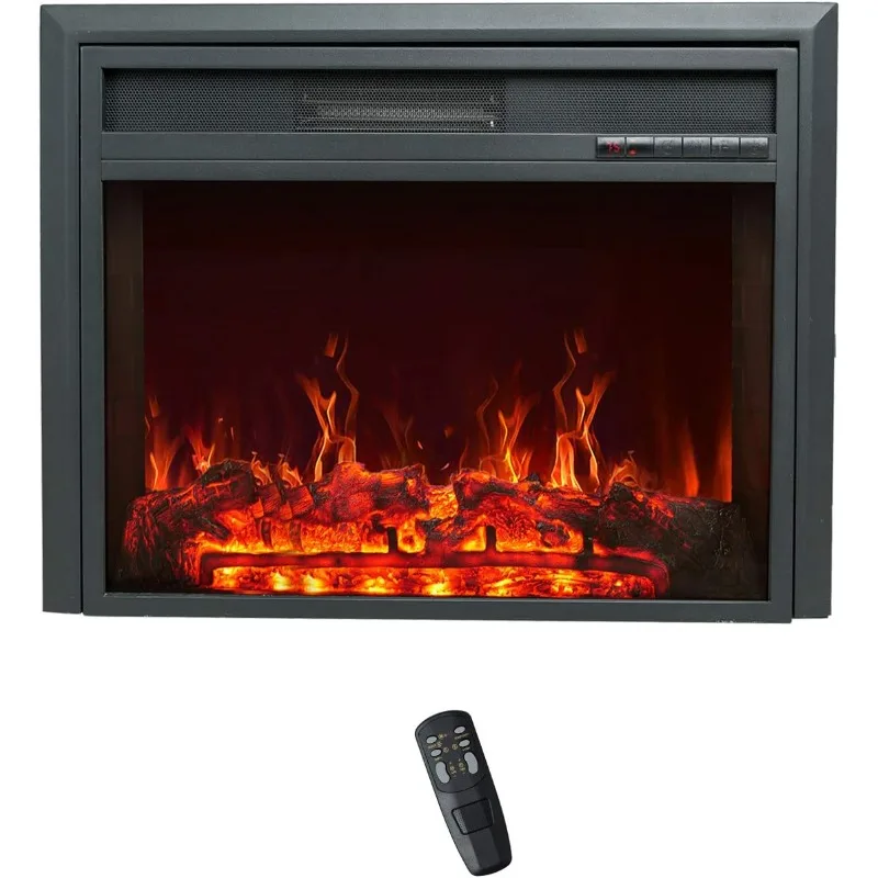 

FLAME&SHADE Insert Electric Fireplace, 32-Inch Wide, Freestanding Portable Room Heater with Timer, Digital Thermostat and Remote