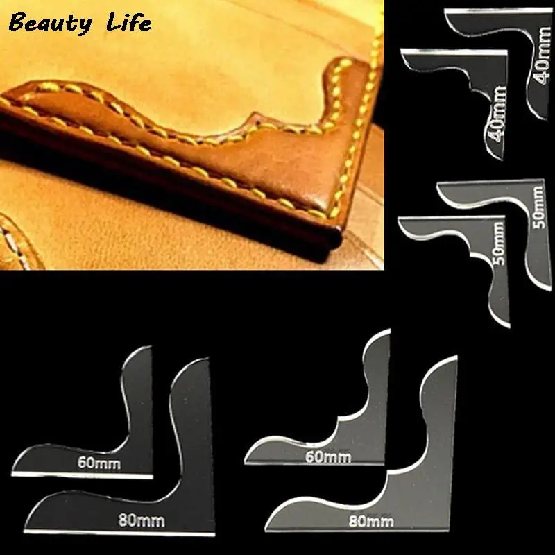 Leather craft tool kit 1set Leather craft acrylic bag wallet corner decoration pattern stencil template sewing tools