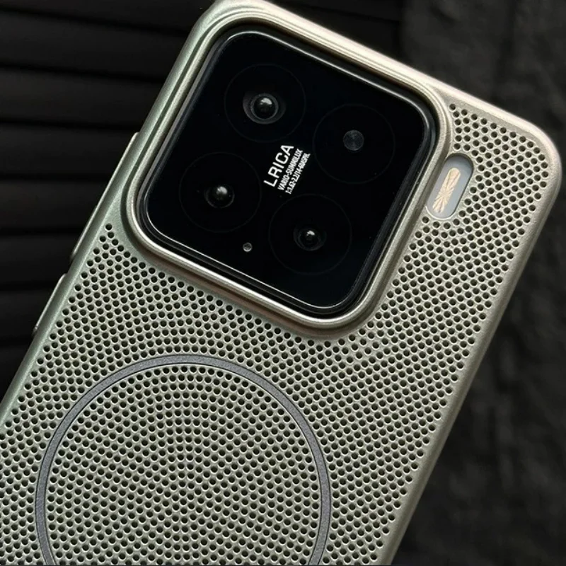 Luxury Metal Hollow Ventilate Hard Case with Magnetic Wireless Charging Compatibility