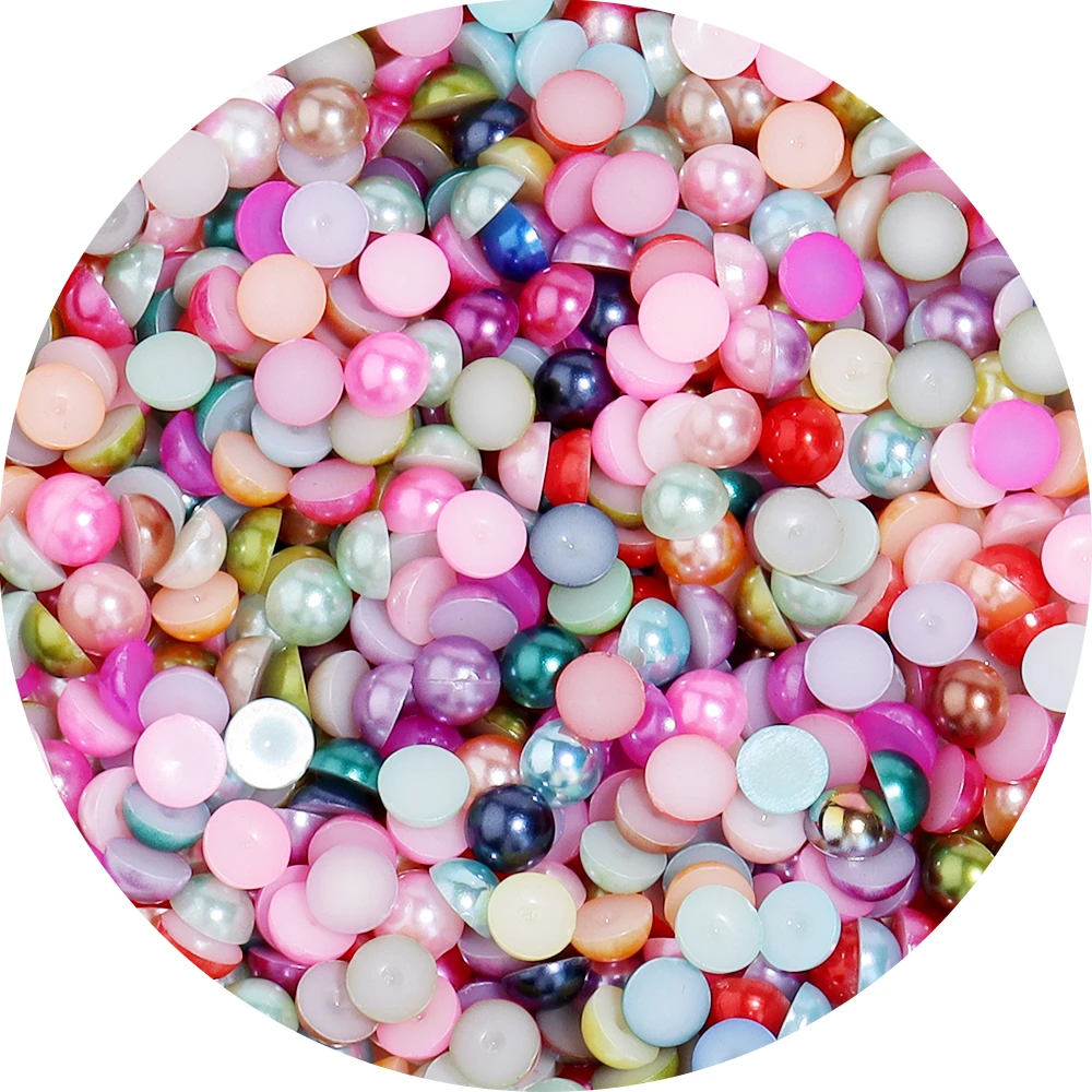 2/3/4/5/6/8/10mm 50-1200pcs/Bag Ivory/White Multicolor ABS Imitation Pearl Half Round Flatback DIY Ornament Findings Making Imitation Pearl Beads Plastic Beads Abs Beads