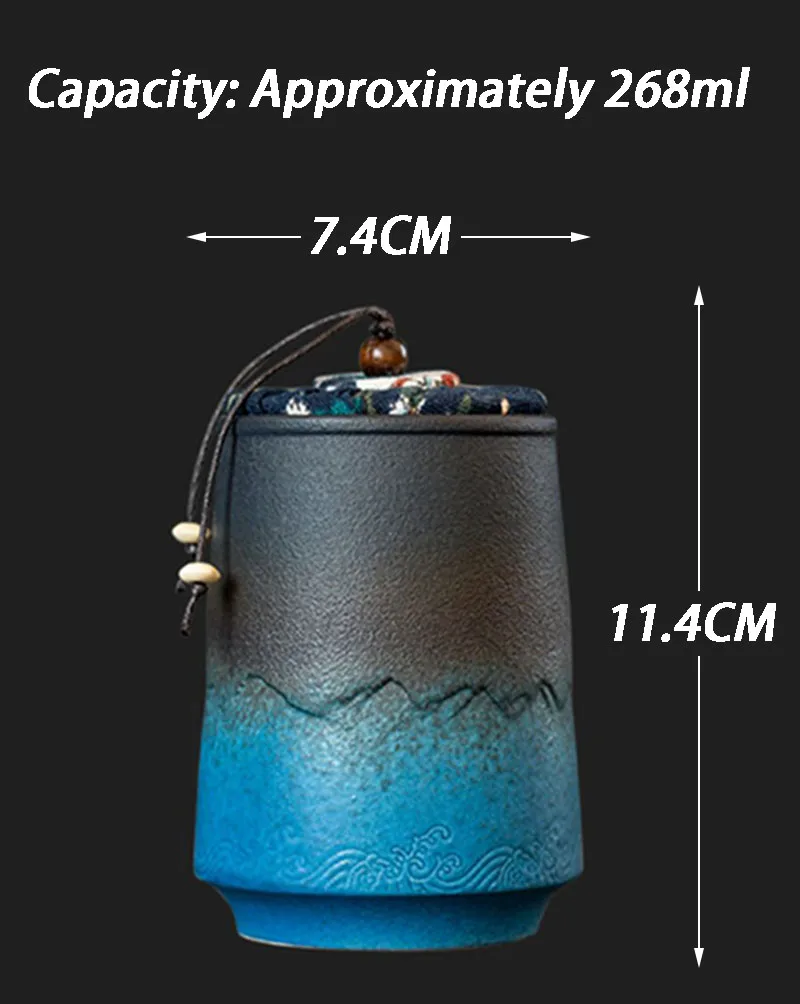 Description Picture 5 of itemCeramic Tea Caddies Vintage Teas Hermetic Pot Moisture-Proof Sugar Coffee Tea Storage Jar Teas Organizer Urn Kitchen Teaware