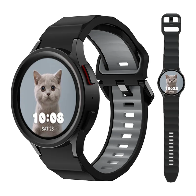 

Original Silicone Band for Samsung Galaxy Watch 5 Pro 45mm Accessories 4/5 40 44mm Sport Strap for Galaxy Watch 4Classic 42 46mm
