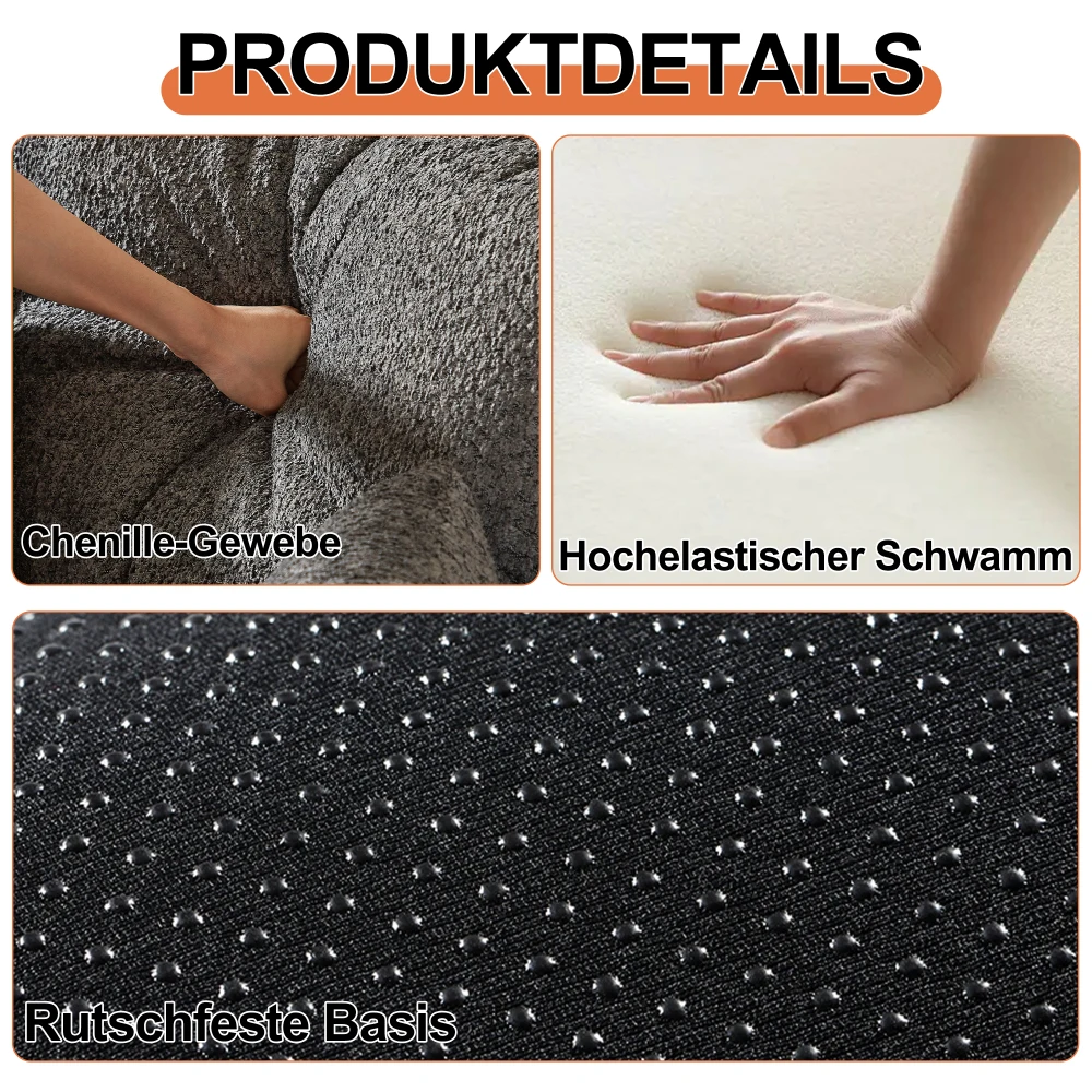2-in-1 Chenille-Schlafsofa | mit Aufbewahrungsfach für Armlehnen, drei Metallrahmen und mehreren Konfigurationsoptionen, Wohnmöbel – Detail 9