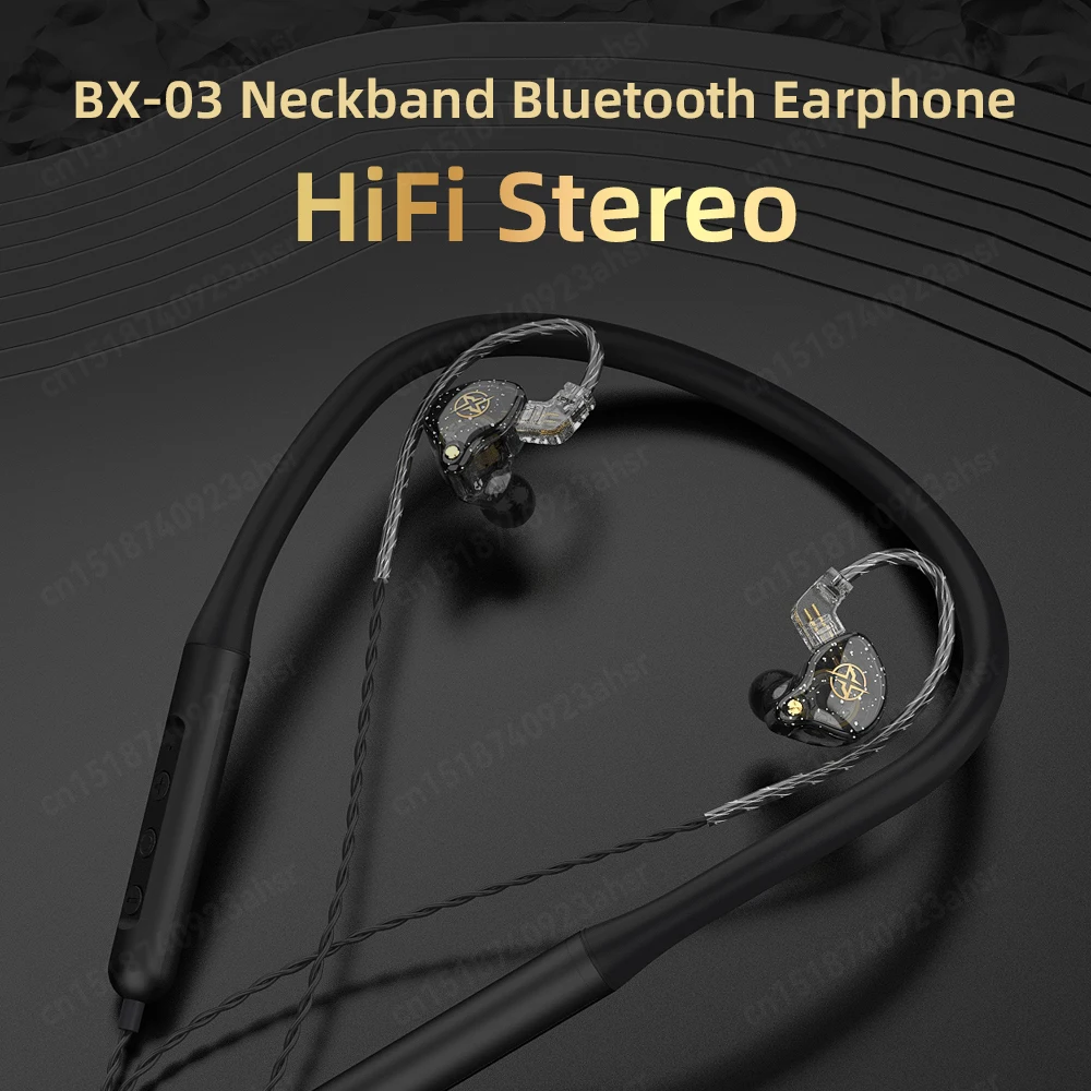 Szkoston-fone de Ouvido sem Fio Bluetooth com Microfone Neckband Cancelamento de Ruído Headconjunto Impermeável Sports Earbuds Neckband Bx03 - Image 6