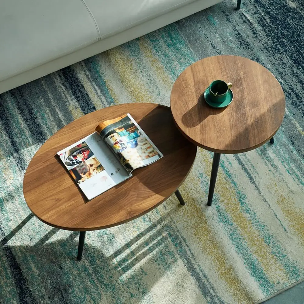 Set of 2 Coffee Table,Nesting Side Table, Living Room Sofa End Table, Bedside Table for Home and Office 2
