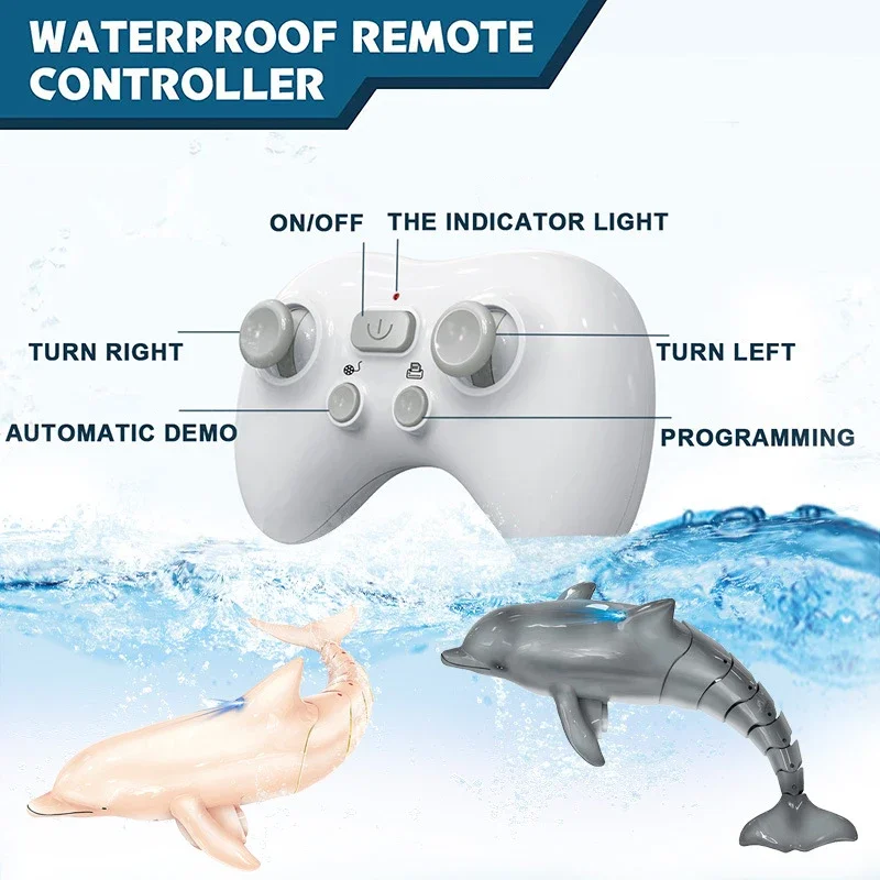 2.4G Rc Dolphin Fish Toy Light Water Pool Electric Waterproof Remote Control Swimming Animal Toys for Boys Kids Christmas Gift Remote Control Fish Toys