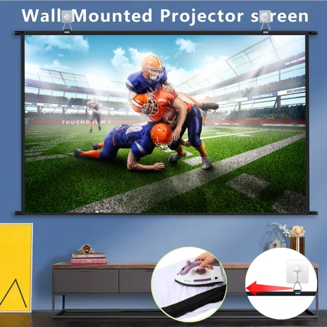 XIAOHUI Wall-mounted Projector Screen 16:9 Ratio Outdoor Office Home Entertainment Portable High-definition Foldable 72-133inch